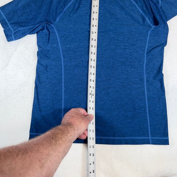 Lands' End Workout Shirt Men Small Blue Moisture Wicking Heathered Quik Dry Jog - Picture 6 of 12